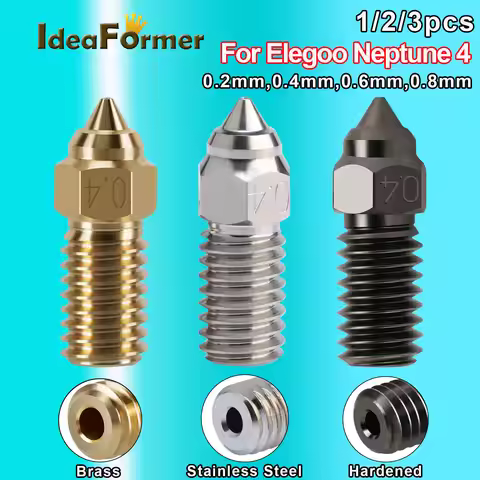 1/2/3pcs For ELEGOO Neptune 4 Nozzle Hardened/Stainless Steel/Brass High-Speed Nozzle For Elegoo Nep