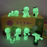 7Pcs/Set Corner Creature Mini Figure Elf Living Room Luminous Walk Dog Skateboard Sleep Q Version PV