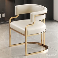 【TikTok】#Light Luxury Dining Chair Home Hotel Mahjong Sofa Chair Reception Negotiation Table and Chair Nail Shop Stool D