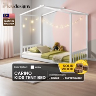 Flexidesignx CARINO Wooden Bed (White) Single Bed Kids Single Bed Solid wood Material Katil Kanak