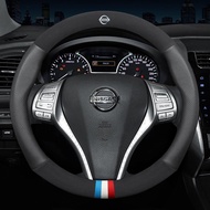 Car Steering Wheel Cover Leather For Nissan Almera X-Trail Grand Livina Navara Serena C27 Qashqai Te