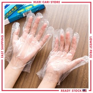 100PCS Disposable Plastic Gloves Kitchen Cleaning Glove Sarung Tangan Sekali Hygiene Food Grade Plas