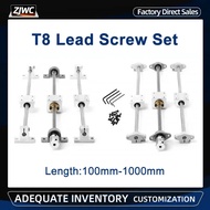 1SET 3D Printer Guide Rail Sets T8 Lead Screw Length 100-1000mm+Linear Shaft 8+KFL08 KP08 SK8 SHF8 S