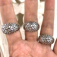 Cincin Ring Perak silver Ukir Daun Cembung Custom Asli 925 Pria Laki