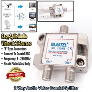 Convenient 2 Way Astro Splitter F Connector Cable TV Switch For Astro Electrical