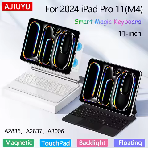 AJIUYU Magic Keyboard Folio For iPad Pro 11 inch (M4) 2024 A2836 A2837 Smart Magnetic Case Multi-tou