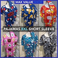 (8XL Short Sleeve) Baju Tidur 8XL Pajamas Plus Size Women's Ladies Pyjamas Setwear Nightwear Sleepwear Sexy Lingerie Baju Tidur Perempuan Pajamas Wanita Saiz Besar Jumbo size pyjamas ladies