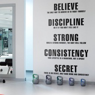 Gym Values Vinyl Sticker Exercise Fitness Wall Art Decal Motivation Quotes Inspiring Wallpaper Mural