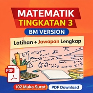 [C510] MATEMATIK TINGKATAN 3 BM VERSION｜102  muka surat｜Latihan + Jawapan Lengkap｜Sesuai PT3｜PDF Dow