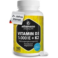 Vitamin D3 K2 5000 IE mit Vitamin K2 MK7 All Trans Form, 2+ Jahre Vorrat