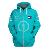 F1 Mercedes-Benz SLS AMG Car Men's Jacket 3D Digital Printing Racing Suit Men's Sleeve Strap Zipper 