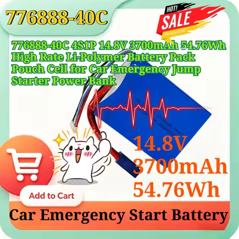 New 776888-40C 4S1P 14.8V 3700mAh 54.76Wh High Rate Li-Polymer Battery Pack Pouch Cell for Car Emerg