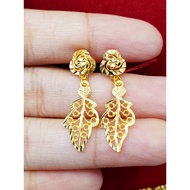 Wing Sing 916 Gold Rossy Rose Maple Leaf Earrings / Subang Indian Design  Emas 916 (WS182)