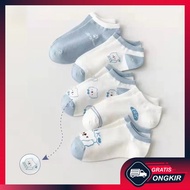 Gratis Ongkir - Kaos Kaki Pendek Wanita Gaya Korea / Kaos Kaki Wanita Motif Beruang Biru Muda