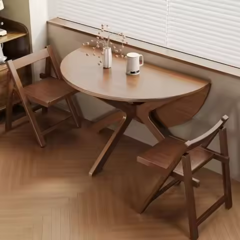 Solid wood folding round table, small apartment dining, home dining , Chinese-style foldable, round 