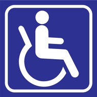 ผู้พิการ สติ๊กเกอร์ PVC 10x10 cm สัญลักษณ์ พิการ handicap disable wheelchair ป้ายห้องน้ำ ติดรถยนต์ ติดผนัง ติดจุดให้บริการ