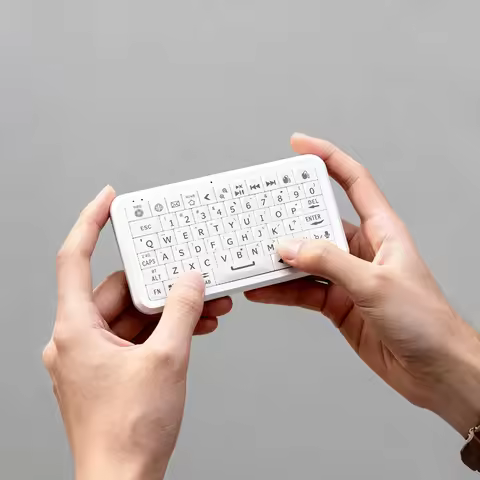 ​Mini Keyboard with Bluetooth 5.0/2.4G Dual Mode, Gyroscopic Motion Mouse, 64 Keys, RGB Backlight Op