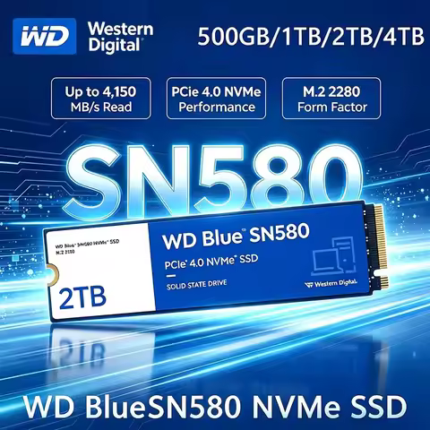 Western Digital WD Blue SN580 NVMe SSD 2TB 1TB 500GB PCIe 4.0 * 4 M.2 2280 Internal Solid State Driv