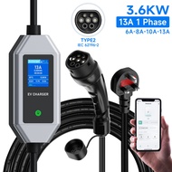 AFYEEV Portable EV Charger Type2 IEC 62196-2 Electric Car Charger 3.5KW 13A 1Phase EVSE Fast Chargin