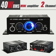 AK-270 12V/24V 400W Compact Power Amplifier 2.0 Channel Stereo Audio Amp for Home Car Theater System