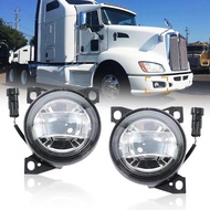 Chrome 12V LED Fog Lights Compatible with Peterbilt 579 587 Kenworth T660 2013-2021 Pair Front Fog L