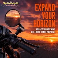 PINEAPH 2PCS Handlebar Rearview Mirror, Black Aluminium Glass, Wide Sight, Motorcycle Handlebar Mirr