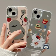 Cartoon Hamburger Puppy Mirror Phone Case For Realme 14 14X 13 12 11 Pro Plus 12X 11X 9 2 9i 7i Note