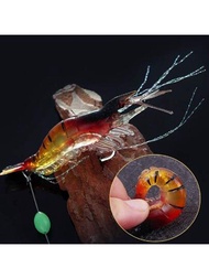 Señuelo de camarones simulados luminoso en la oscuridad con boca curva y anzuelo para la pesca de lubina en el mar