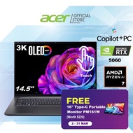 [FREE Portable Monitor] [NEW RTX™ 5060 & Ryzen 7 AI 350] Acer Swift X | SFX14-61G-R9TN 14.5" 3K OLED