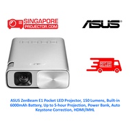 ASUS ZenBeam E1 Pocket LED Projector, 150 Lumens, Built-in 6000mAh Battery, Up to 5-hour Projection,