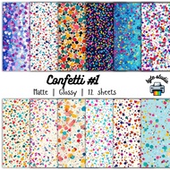 12 Sheets 8x8 Confetti Print by byte studio | Premium Paper Craft Junk Journal Stationery