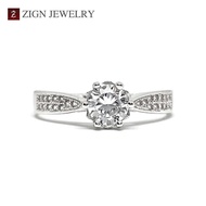 Zign Jewelry แหวนเงินแท้925 แหวนเพชรเคลือบทองคำขาวRS0019ของแท้100%