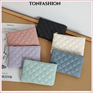 TONFASHION Money Bag, Portable PU Leather Coin Purse,  Rhombic Zipper Lightweight Credit Card Wallet Men