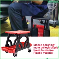 Heavy Duty Car Detailing Stool Chair Rolling Car Wash Stool with Organizer Tray Roller Mechanics Sea
