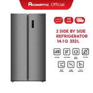 Aconatic ตู้เย็น Side by Side ขนาด 14.1 Q สี White Silver Inox ระบบ Dual Inverter ละลายน้ำแข็งอัตโนมัติ รุ่น AN-FR4000S (รับประกัน 10 ปี)