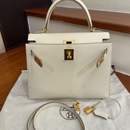 HERMES 奶昔白金釦KELLY28
