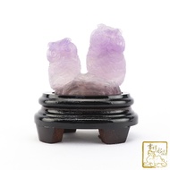Purple Fluorite Double Owl 407g Purifying Aura [Auspicious Crystal Store] EK86