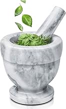 Flexzion Mortar and Pestle Set - 4 Inch, Solid Marble Stone Grinder Bowl Holder for Guacamole, Herbs, Spices, Garlic, Kitchen, Cooking, Medicine, Pills, Grain, Seeds, Fruits, Kitchen Tools