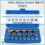ESPOIR 19 Pcs Spline Socket Set, 1/2" Drive Metric 12 Point Socket Set, High Quality 8-32mm 6-Angle 