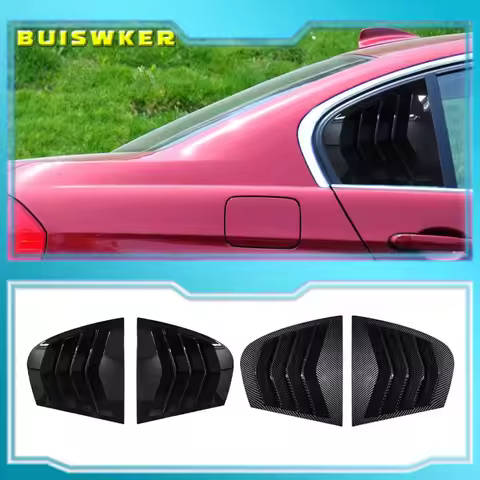 For BMW 3-Series E90 320i 330i 325i 318i M3 2005-2011 Carbon Fiber Gloss Black Rear Side Window Louv