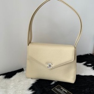 中古包 CHANEL 香奈兒 奶油銀扣 Kelly 肩背包