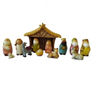 Fat Nativity (7.5 cm) Set of 12 Belen with Manger / House - Jesus Mary Joseph Kings Animals for the 