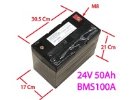 แอมป์เต็มแบตเตอรี่ลิเที่ยม Lifepo4 24V 50Ah พร้อม BMS 100A เหมาะกับรถไฟฟ้า ระบบโซล่าร์เซลล์ ระบบไฟสำรอง New Product