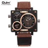 Oulm Large Dial Casual Men's Watch Foreign Trade Hot Item Dominant Multi-Time Zone Square Quartz Men