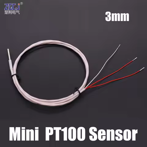 White color 3 wire type Mini PT100 Thermal resistance 3*30mm PT100 RTD sensor with Tetrafluoro sheat