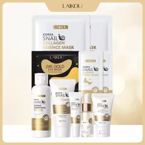 LAIKOU Snail 24K Gold Skincare Kit Snail Secretion Collagen Hyaluronic Acid Niacinamide Firming Brig