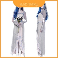 Gray Lightweight Ladies' Comfortable Halloween Corpse Bride Dress - Polyester-Cotton Blend