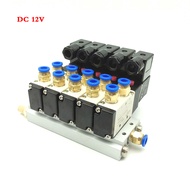 4V210-08 DC12V DC24V AC220V 2 Positions 5 Way  Solenoid Valve Aluminum Base Fitting Mufflers Set 5 S