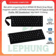 AULA WIN68 HE Black mechanical gaming keyboard|Gray Wood magnetic switch| LED RGB|Hotswap|Type-A con