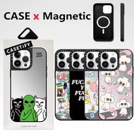 High quality Magnetic phone case CASETiFY【Funny Cat Sticker Candle Ghost Starfy】For iPhone 15 Pro Max 12 13 14 Pro Max Mirror effect shockproof hard with Box packi